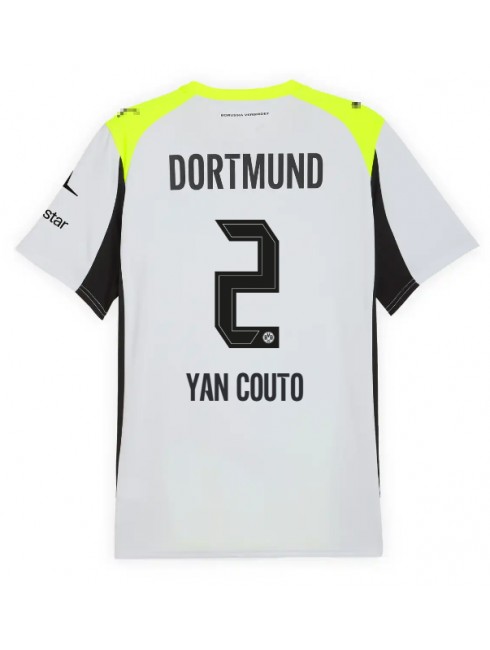 Moški Nogometna dresi replika Borussia Dortmund Yan Couto #2 Gostujoči 2025-26 Kratek rokav Moški Nogometna dresi replika Borussia Dortmund Yan Couto #2 Gostujoči 2025-26 Kratek rokav